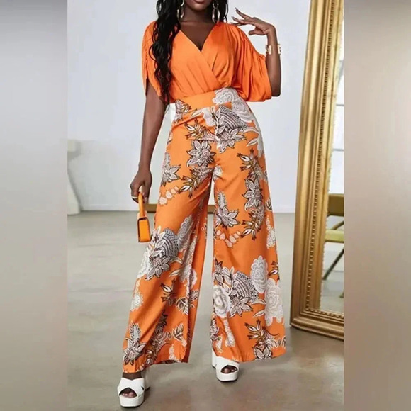 Floral Print Wide Leg Pants - Picture 1 of 12